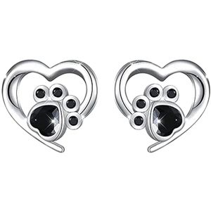 Love Encircled Paw Print Earrings